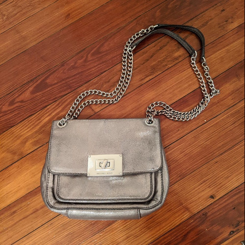 Michael Kors Metallic Silver Crossbody Purse